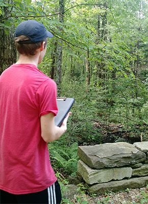 [Taking measurements in the field. Photo by Jen Johnson]